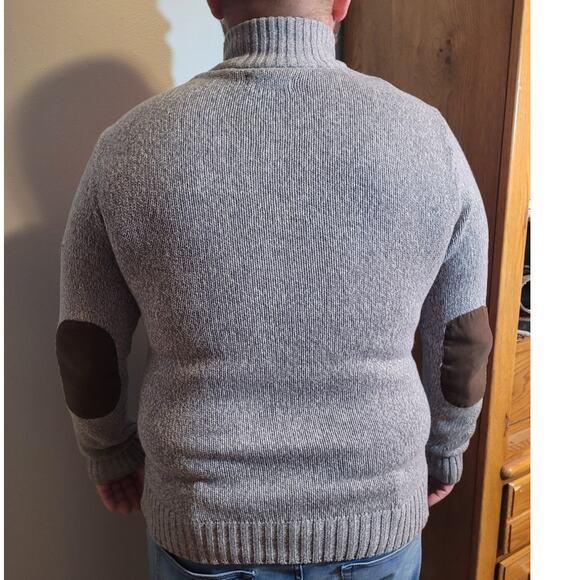 Chaps Mens Gray Speckled Logo Knit Sweater Sz Medium Heritage Old Money Grandpa - Picture 5 of 14